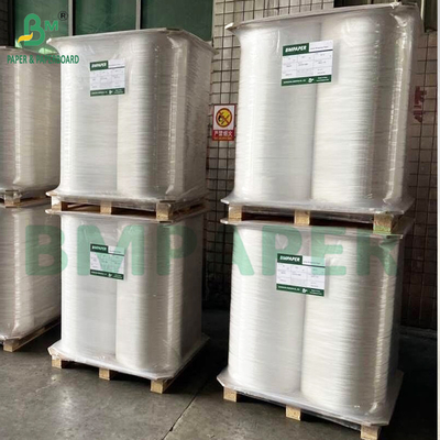 کاغذ چوبی با مواد زیست محیطی 28gm 32mm x 6000m رول رنگ سفید