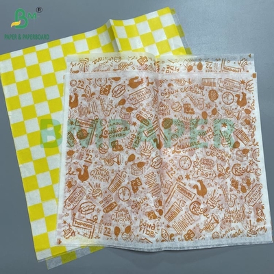 30gm 40gm کاغذ بسته بندی همبرگر برای مواد غذایی میان وعده ها کیسه های موم پوشانده شده روغن ضد آب