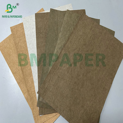 0.3mm 0.55mm 150cm عرض قهوه ای چروک های پیش شویی پارچه کرافت برای کیف دستی