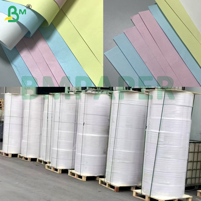 55gsm سفید / آبی تصویر خالی کاغذ بدون کربن رول و ورق برای چاپ رسید NCR CB / CF / CFB