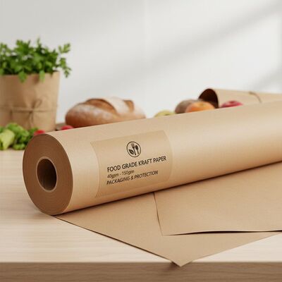 Food Grade Kraft Paper Roll Featuring Grammage Range 40gsm to 150gsm Suitable for Food Packaging Wrapping and Protection