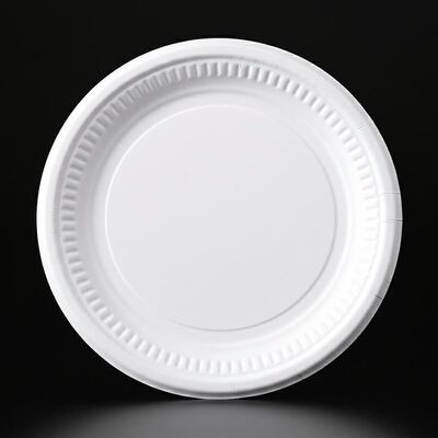 پوشش PET بشقاب غذاخوری مواد کاغذی رنگ سفید سینی غذا کاغذی